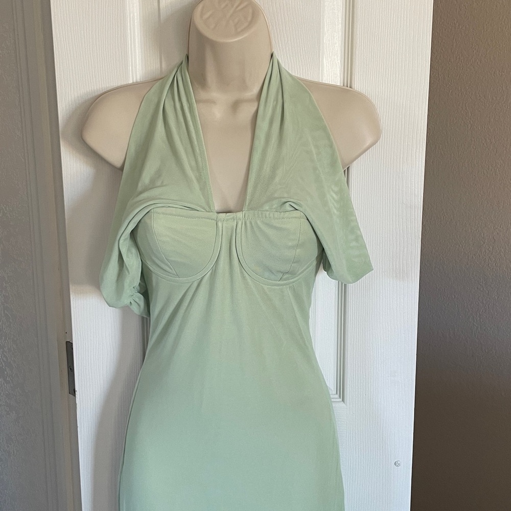 Hello Molly Green Halter Backless Dress for Weddings #37